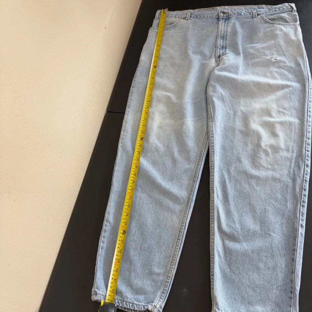 VTG 90s Levis 550 Relaxed Fit Tapered Leg Jeans Mens 42x32 Light Wash Orange Tab